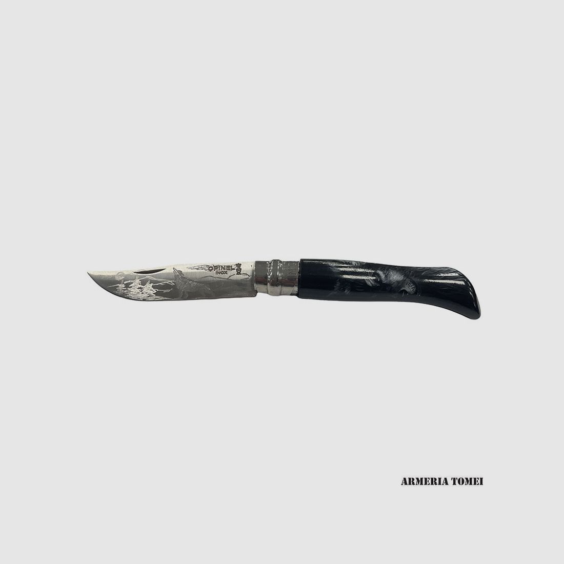 MESSER – OPINEL – N.9 INOX HANDGEFERTIGT MIT AIRBRUSH WOLF-SZENE, Bild 1 von 6
