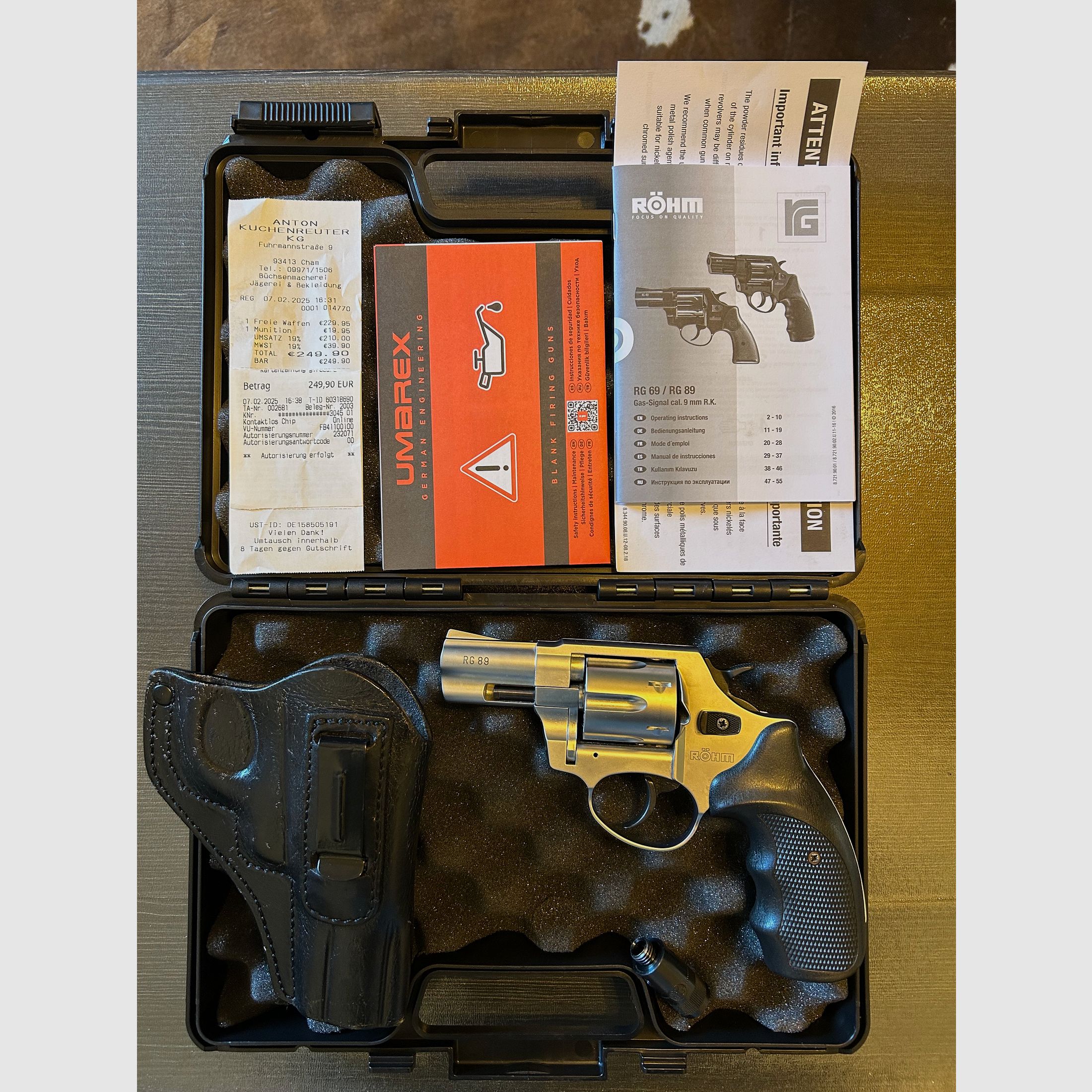 Neu!!! Röhm RG 89 Schreckschuss Revolver Nickel-Chrom 9mm R.K