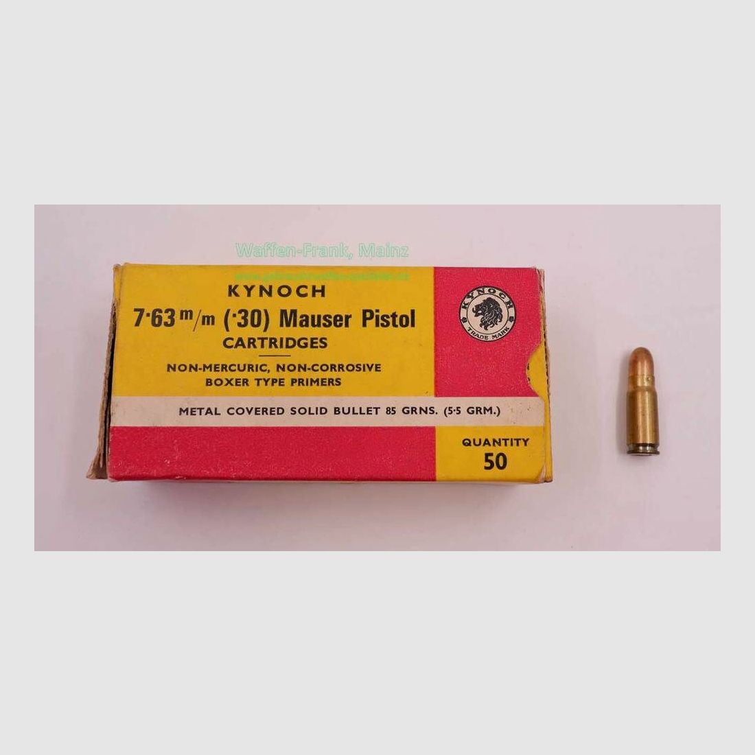 Kynoch, England Pistol Ammunition 7.63 Mauser