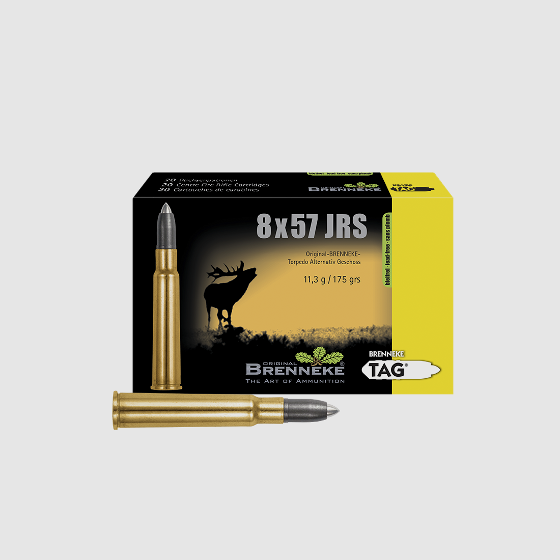 Cartouche de fusil avec projectile TAG® - SANS PLOMB – 8 x 57 IRS, Orig. BRENNEKE TAG 11,3 g VE20
