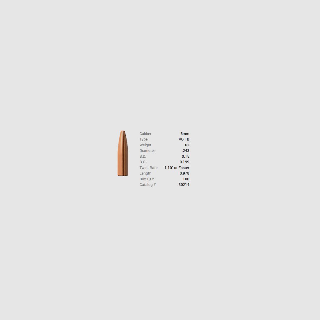 Barnes Geschoss 6mm/.243 62GR Varmint FB 100 Stück