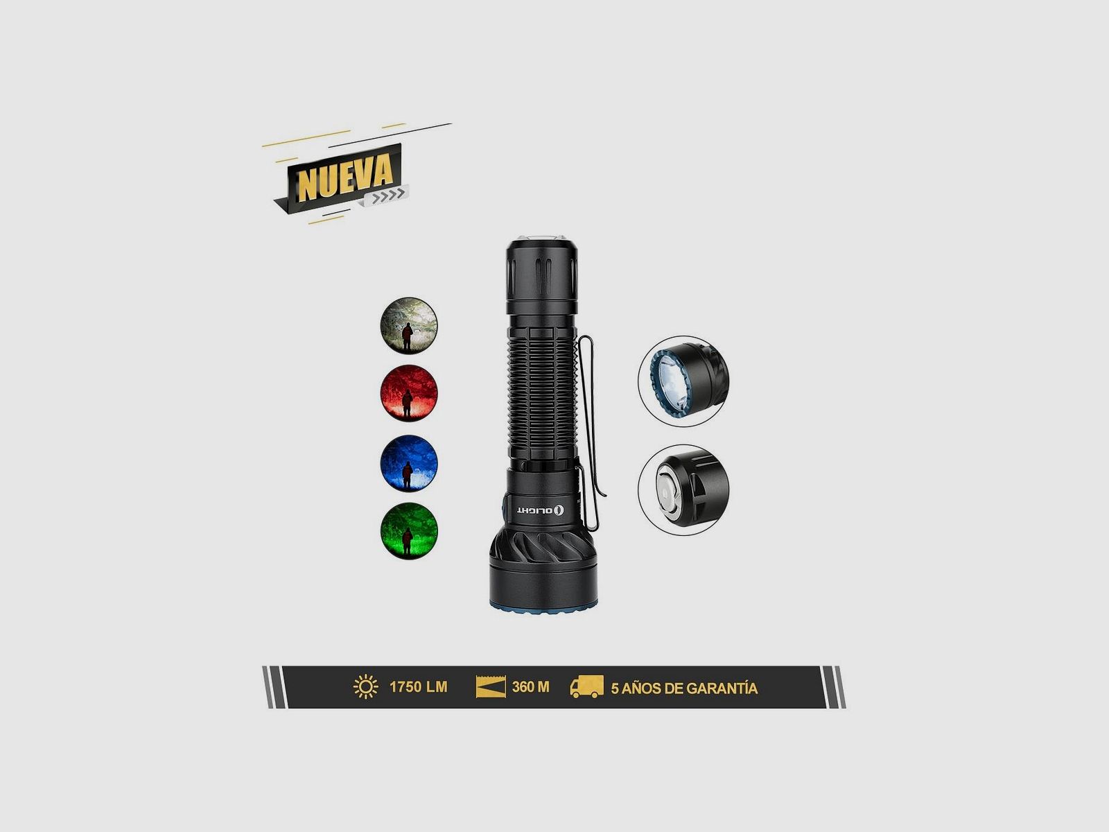 Olight Freyr LED Taschenlampe 1.750 lm mit 4 Modi: kaltweiß + RGB, Bild 4 von 8