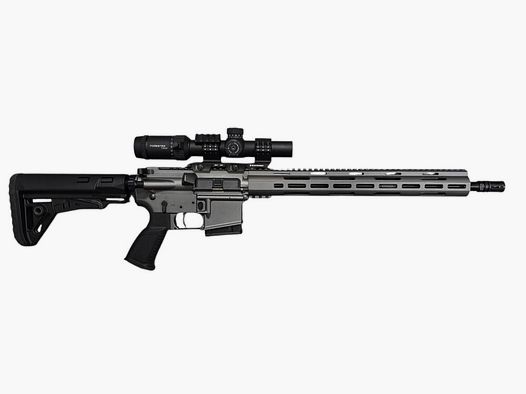 Lux Def Tec L5L AR15 >GREY< (long handguard) semi-automatic rifle 223 + Vector Forester 1-8x24L4 + Schmeisser SM30 QM Cantilever Mount