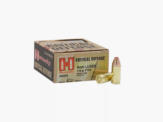 Hornady Critical Defense Munition 9mm 115gr FTX (25 Stk.)