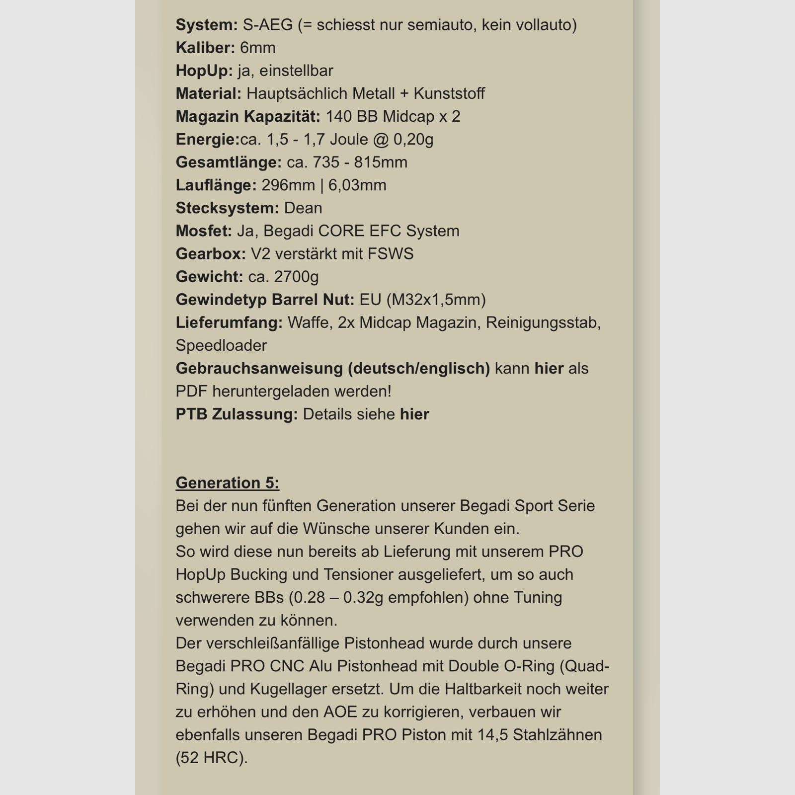 Airsoft M4 "Begadi Sport Nova CQB Gen5" AEG