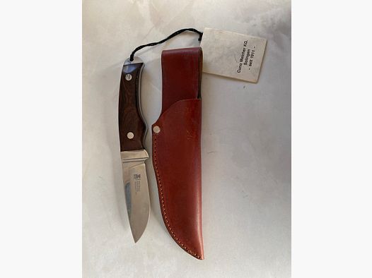 Cuno Melcher KG Solingen – Jagdmesser / Outdoormesser – neuwertig – inkl. Lederscheide & Anhänger