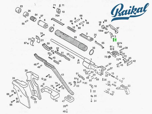 Sperrhebelfeder (Locking lever Spring) fĂĽr Match-Luftpistole Baikal MP-46M