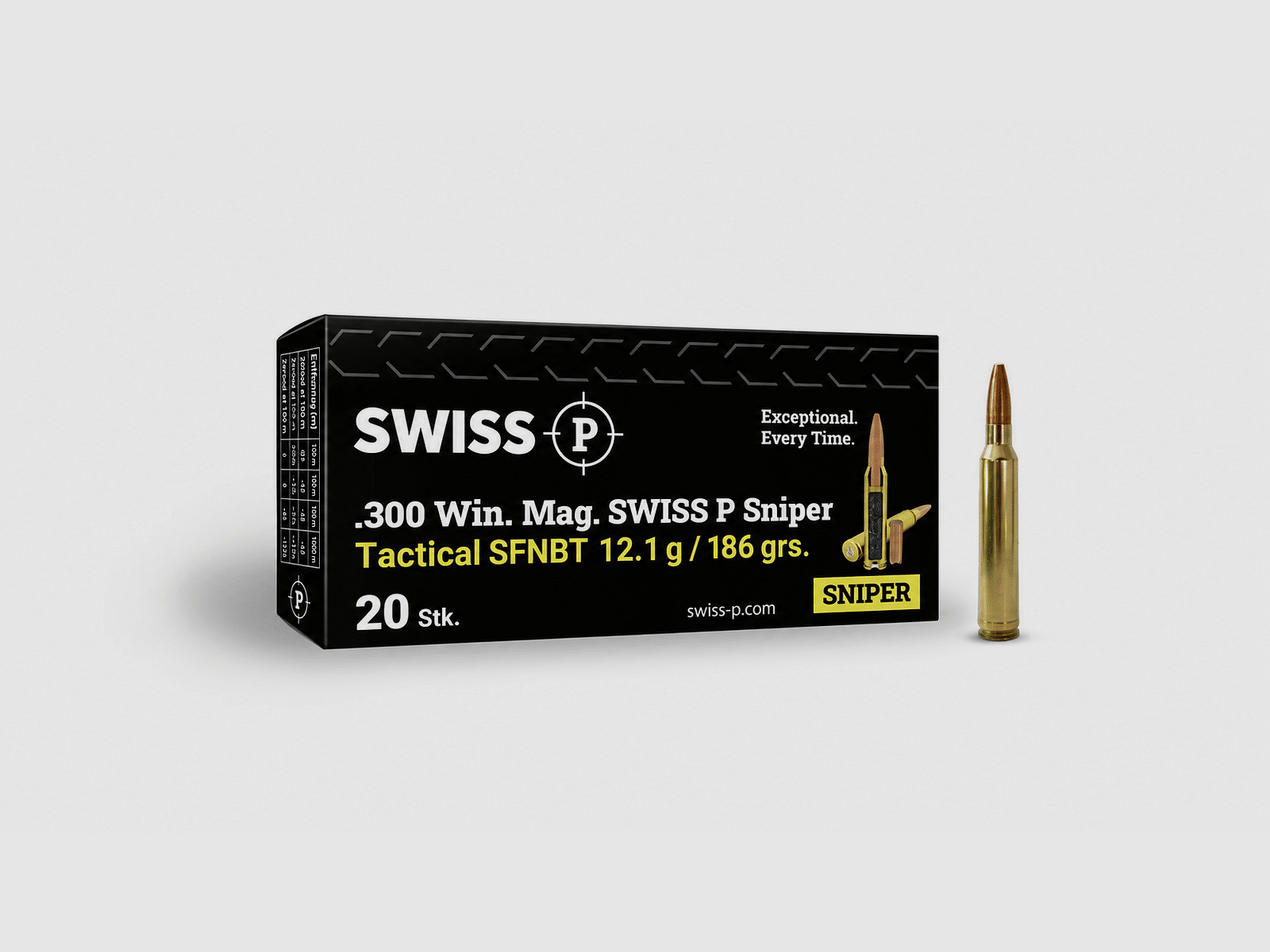 .300 Win. Mag. Swiss P Sniper – Tactical SFNBT 12.1g / 186grs. – 20 Stk.