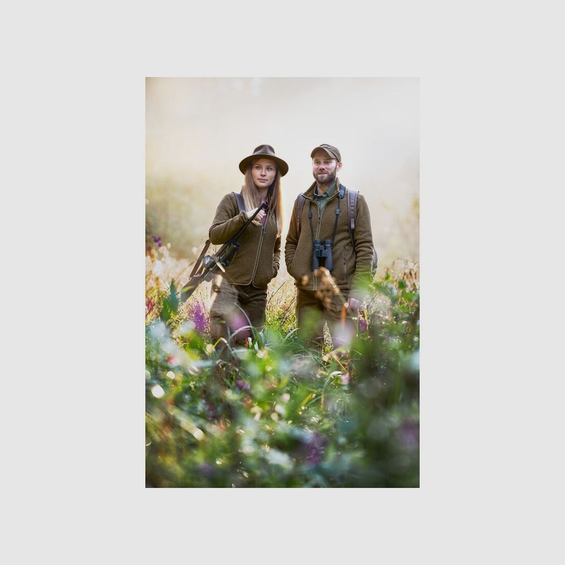 Blaser Herren Hemd Stretch Serge Oliv/Grau Kariert