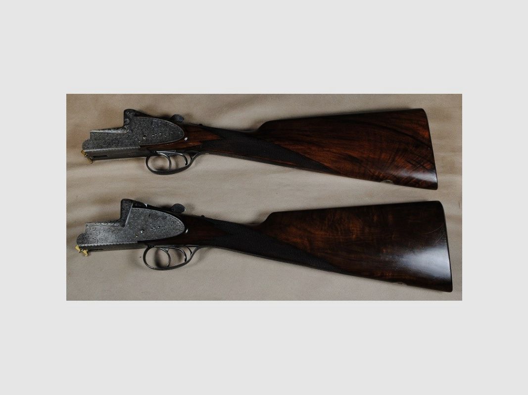 Paar von Flinten Bockdoppelflinte mit Platten Merkel 303E 12/70, Bild 4 von 17