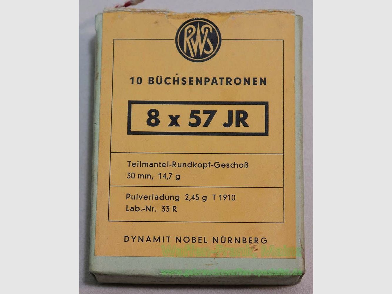 RWS (WZd.Fa.Rottweil) Rifle cartridges 8x57JR 14.7 g TMR