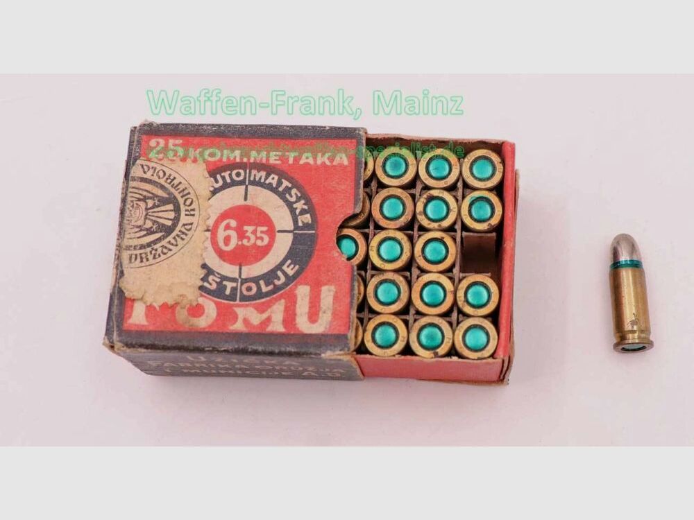 Munitions de pistolet yougoslave inconnues 6,35mm Browning/.25ACP