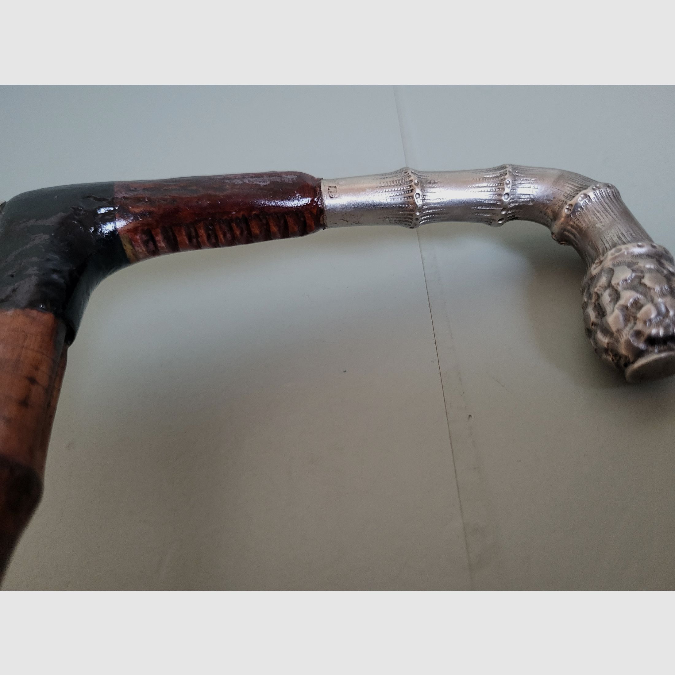 Jäger Spazierstock - 800 Silber - Horn - Wikinger - G .August Schwäbisch Gmund - 1930er Jahre