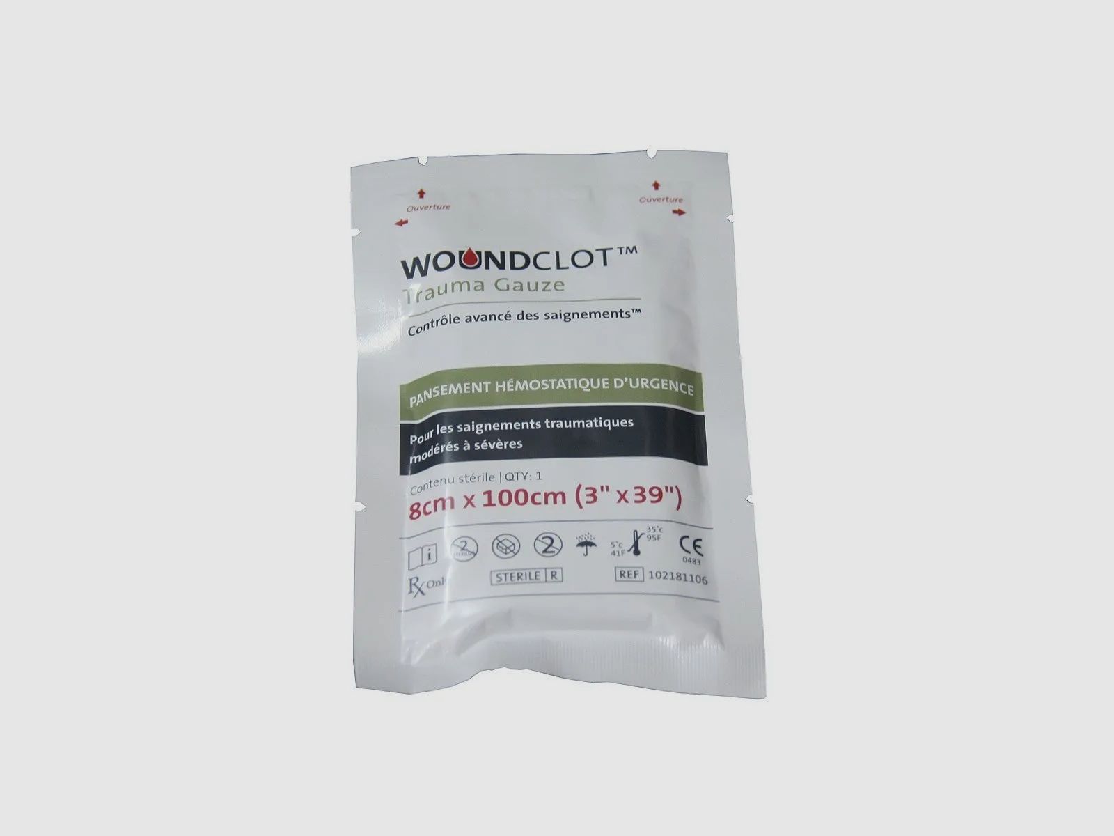 Hemostatic Gauze 8X100 cm Woundclot, image 1 sur 2