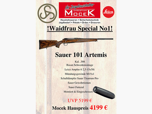 Sauer 101 Artemis, mit Leica Amplus 6 2,5-15x50 i