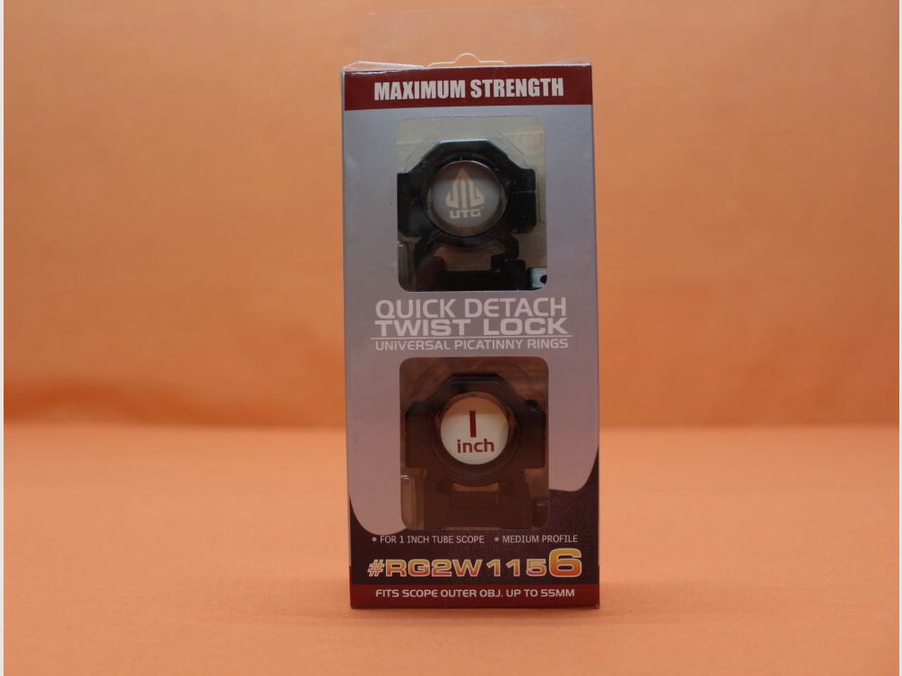 UTG - Leapers UTG QD mounting rings 1" Medium (RG2W1156) Twist Lock aluminum black for Picatinny profile.