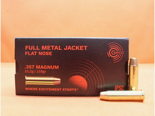 GECO	 Patrone .357Magnum GECO 158grs FMJ-FL (2317720) VE 50 Patronen/ 10,2g Vollmantel