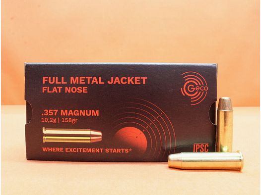 GECO Patrone .357Magnum GECO 158grs FMJ-FL (2317720) VE 50 Patronen/ 10,2g Vollmantel