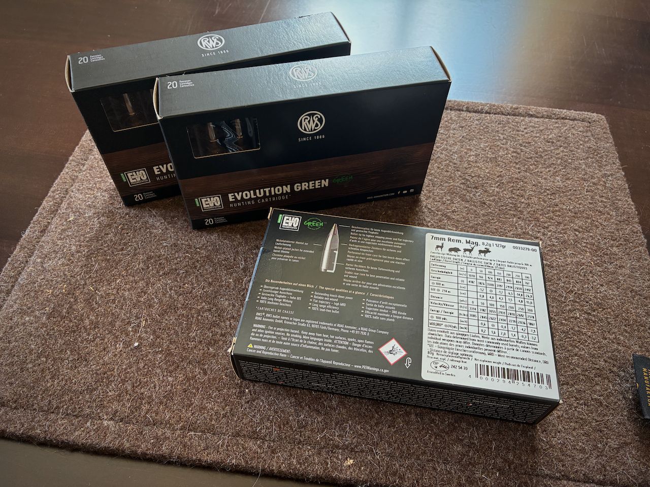 3 Packungen RWS Evolution Green 7mm Rem. Magnum (8,2 g / 127 gr)