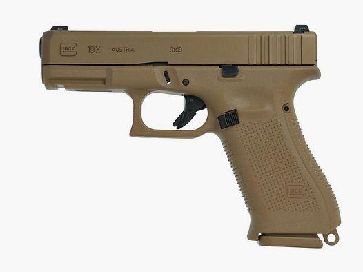 Glock 19X im Kaliber 9mm Luger in Coyote Braun