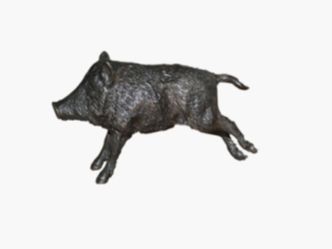 Lovergreen kleine Bronzestatue Motiv getriebenes Wildschwein springend