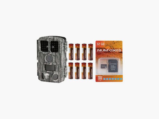 Pack Wildkamera Num'axes PIE1076 + 8 LR06 Batterien & 32GB micro SD-HC Karte Klasse 10