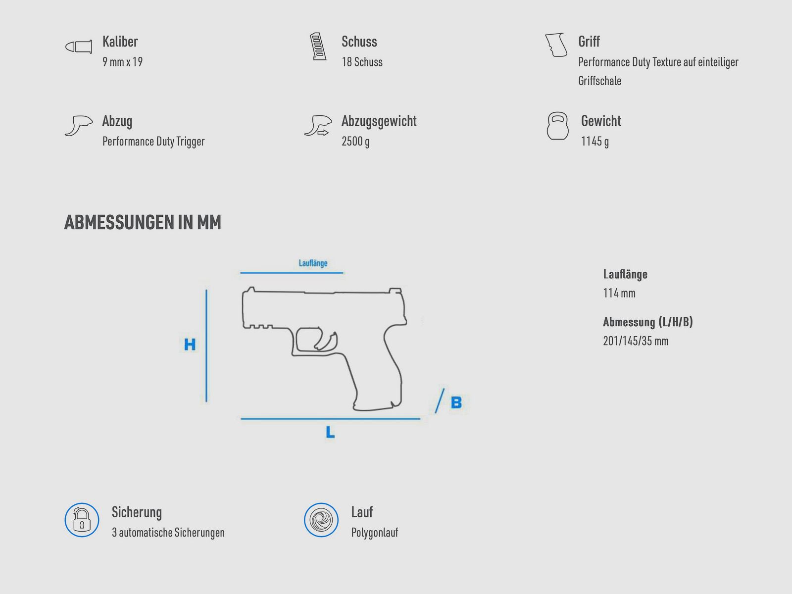 WALTHER PDP Full Size STEEL FRAME FS 4.5" 9mm Luger semi-automatic pistol