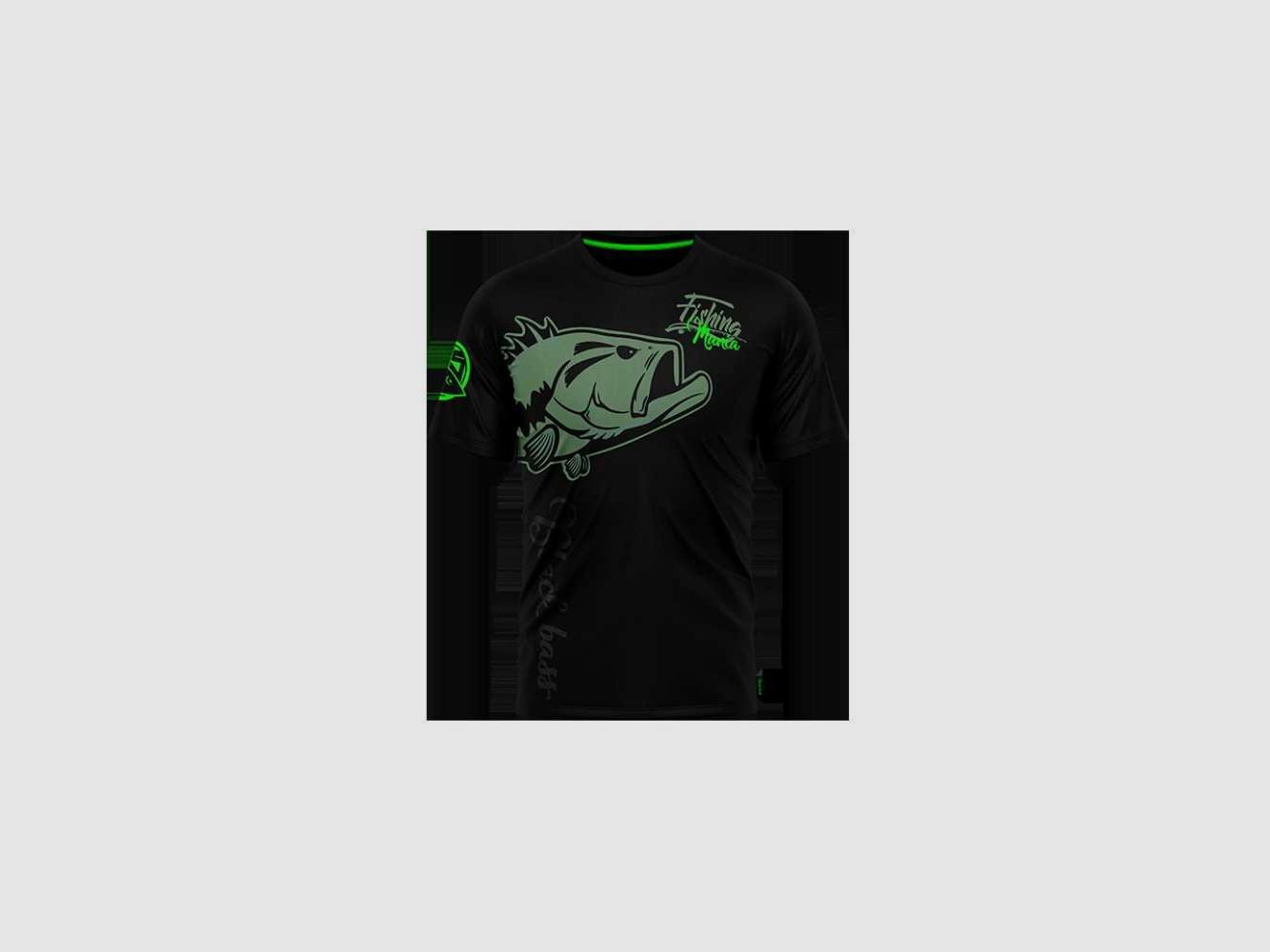 T-Shirt Hot Spot Design Fishing Mania Black Bass L