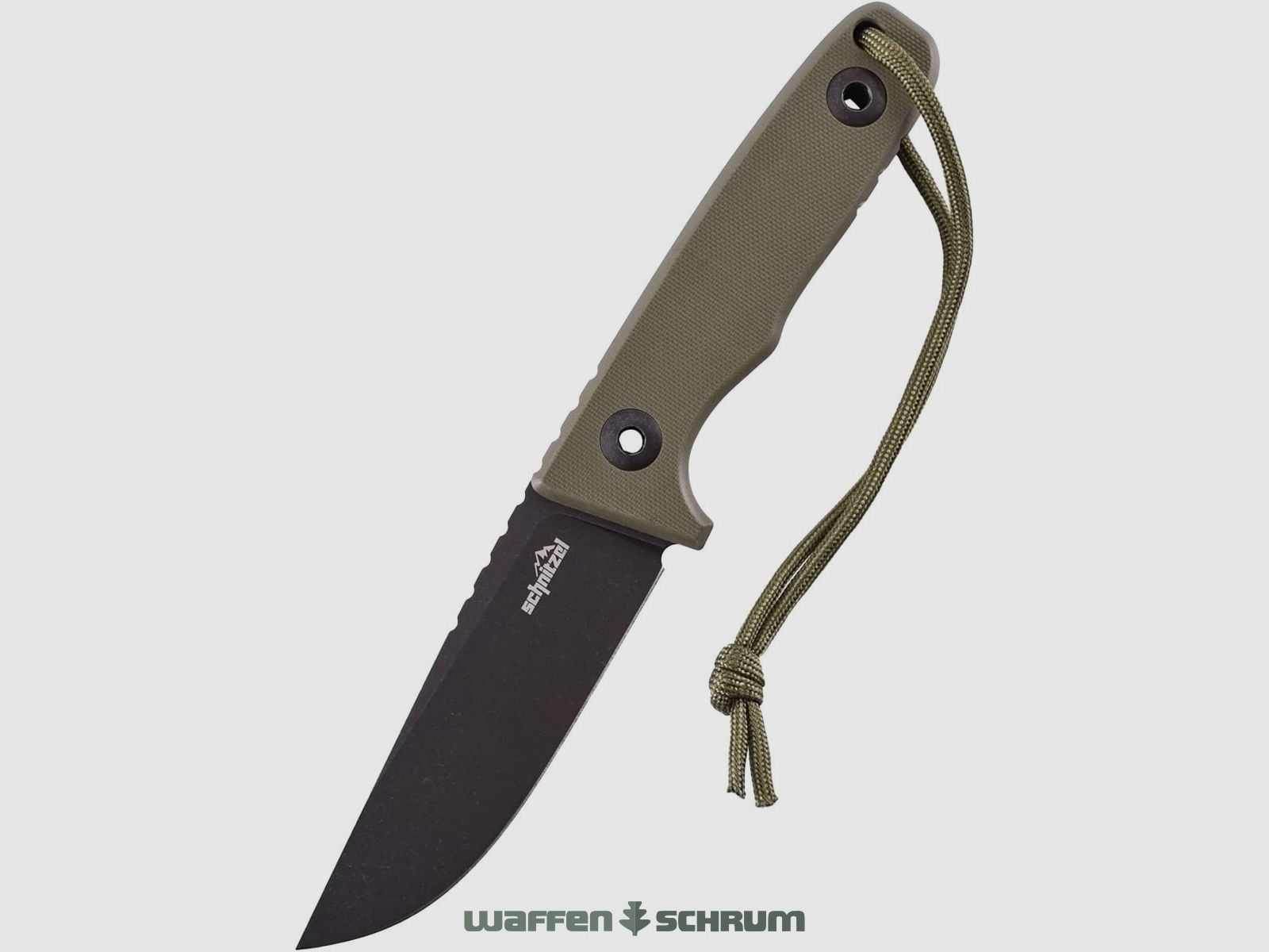 Cuchillo outdoor Schnitzel TRI verde de acero inoxidable 14C28N con acabado black stonewash incluido funda de Kydex con sistema de transporte Dangler