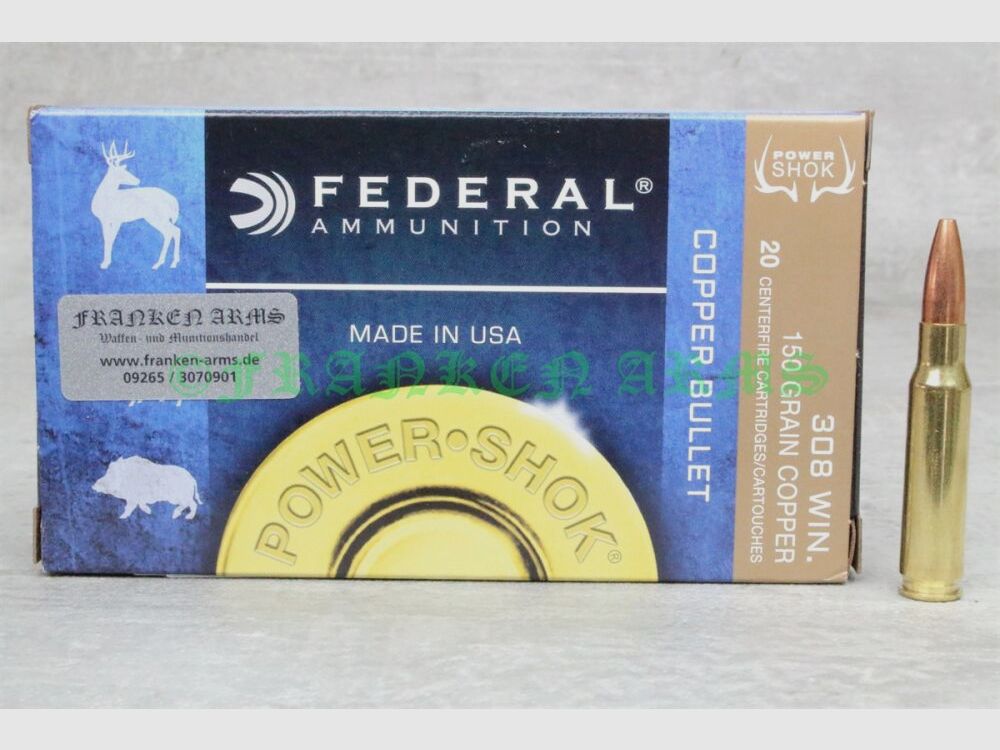 Federal Power Shok .308 Win Copper HP 150gr. 9,7g 20 Stück Staffelpreis