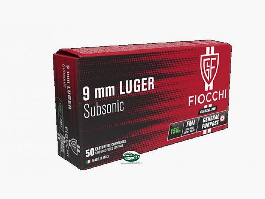 FIOCCHI Munition Kal. 9x19 (9 Luger) FMJ 158 gr. subsonisch