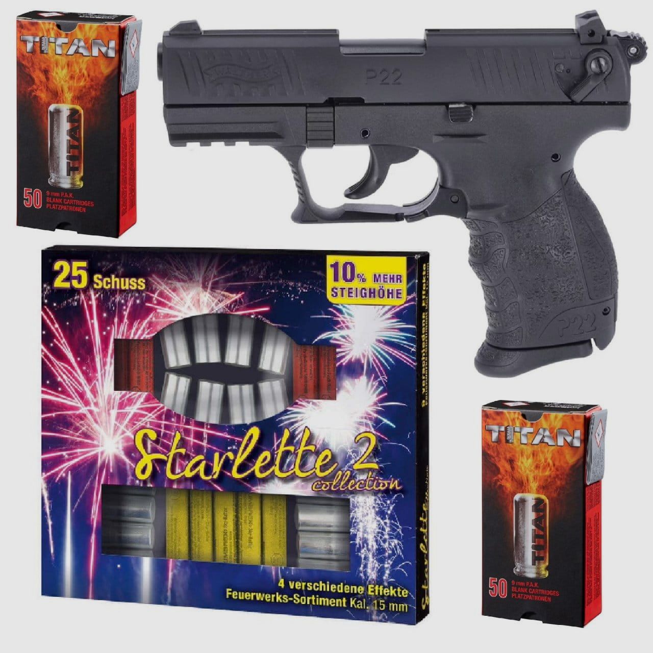 Pacchetto fuochi d'artificio di Capodanno Walther P22Q pistola a salve