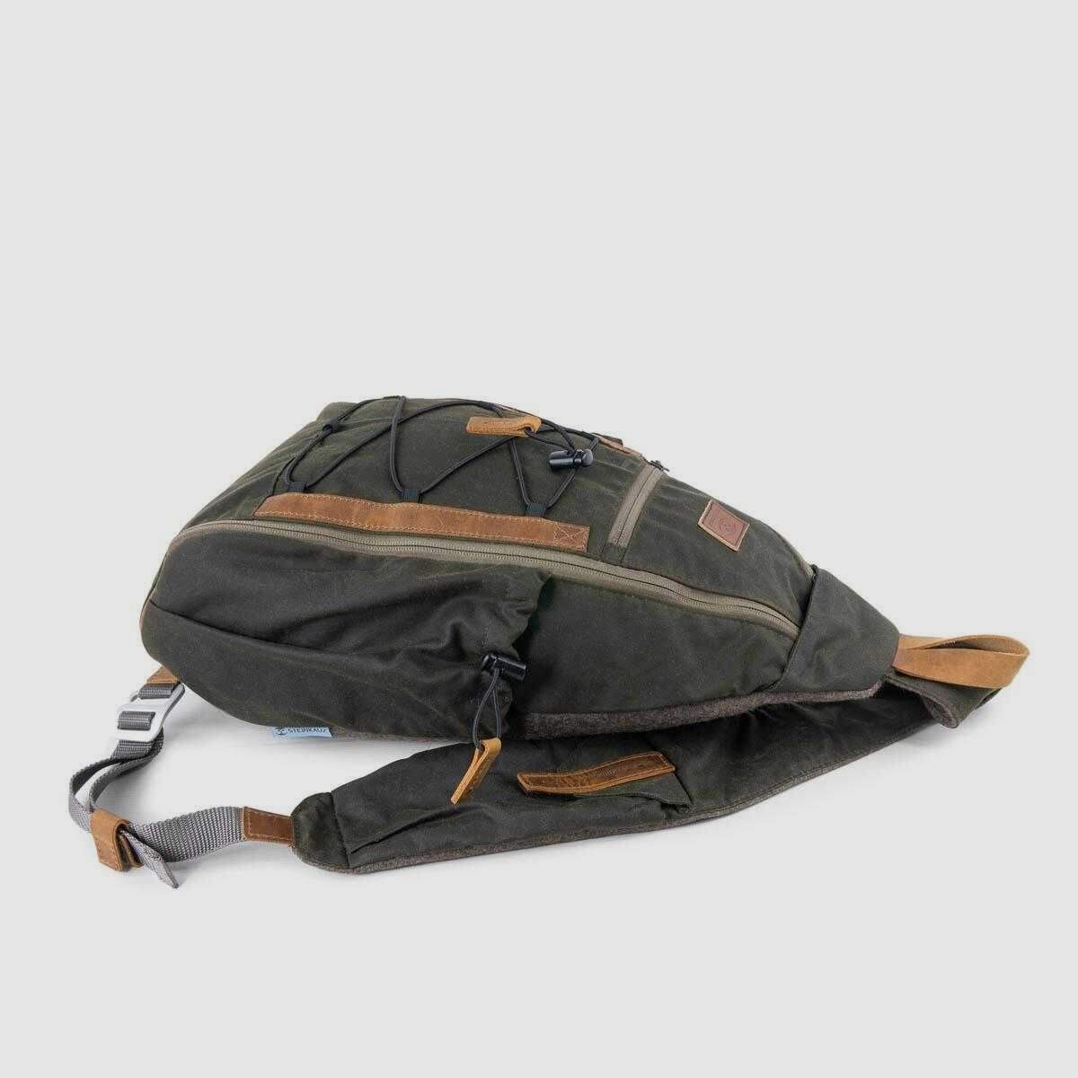 STEINKAUZ Schoudertas "Querkopf", Wax Cotton, Olijf, afbeelding 3 van 6