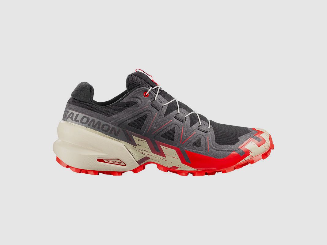 SALOMON – MEN – SPEEDCROSS 6 Black / Fiery Red / Almond Milk, image 1 of 7