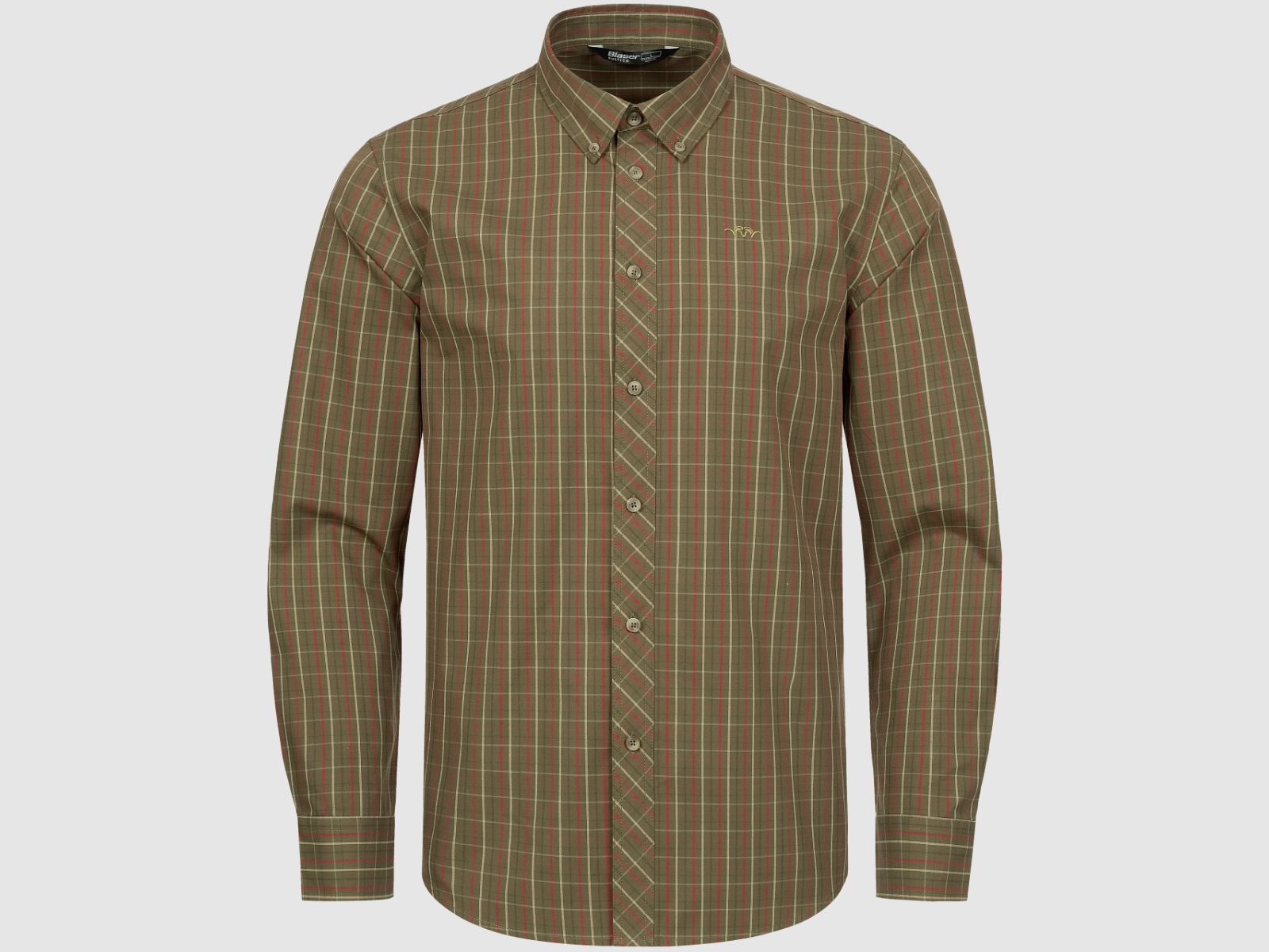 Blaser Herren Hemd Tristan 22 dunkel olive/rot kariert