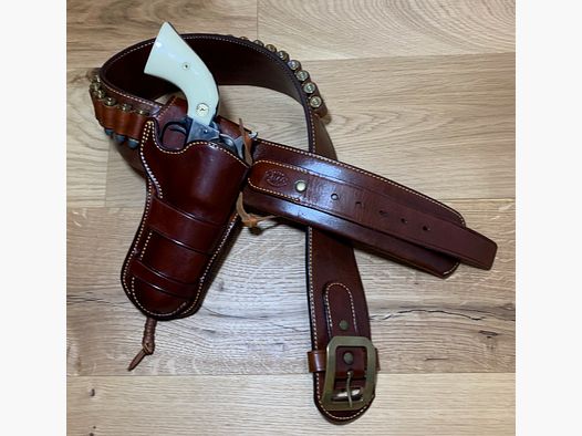 Galco Trail Boss Westerngürtel Holster Colt SAA, Ruger Vaquero, ZONDER Revolver, ZONDER Patronen 