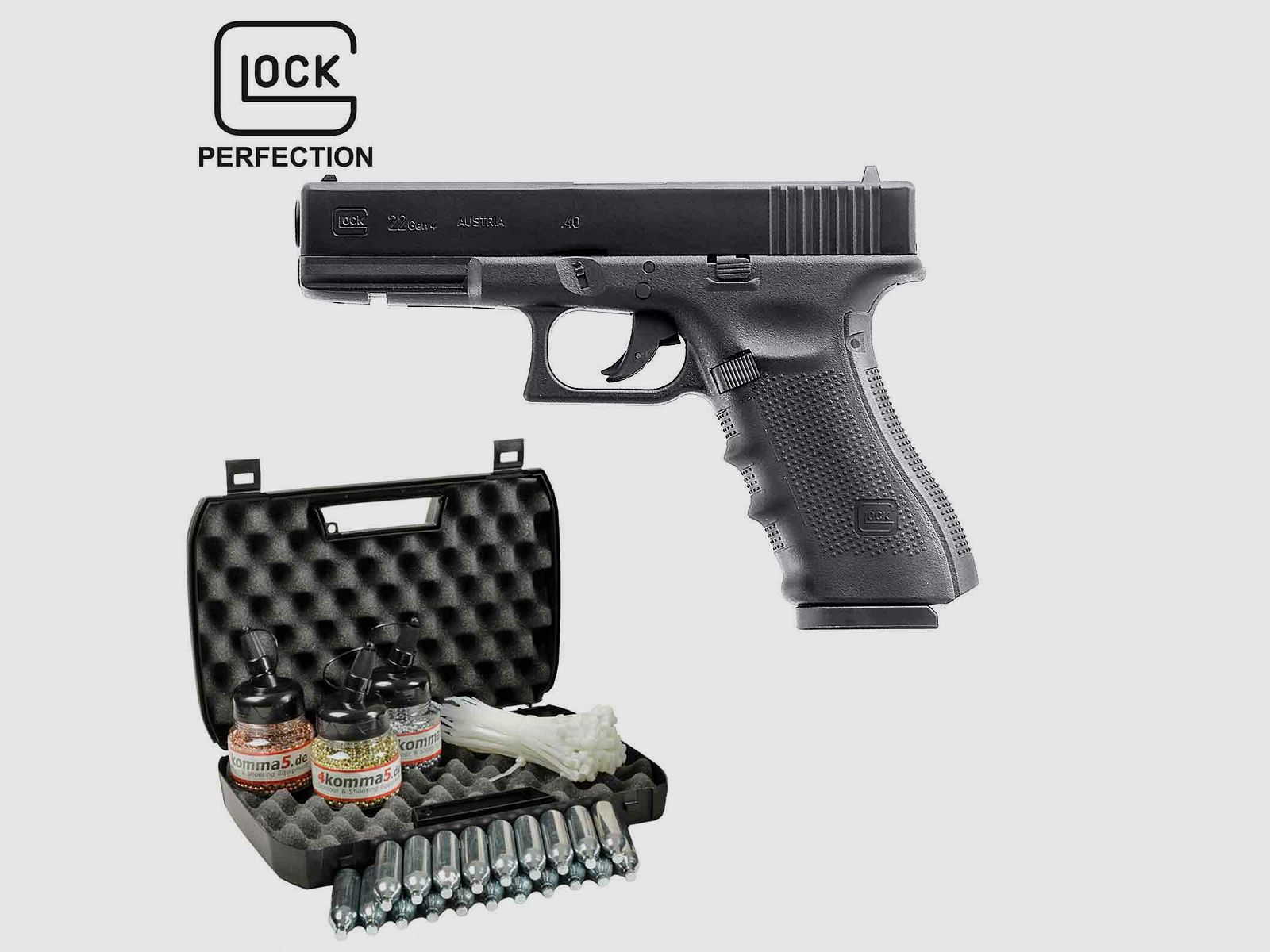 Kofferset Glock 22 Gen4 Co2-Pistole Kaliber 4,5 mm Stahl BB (P18)
