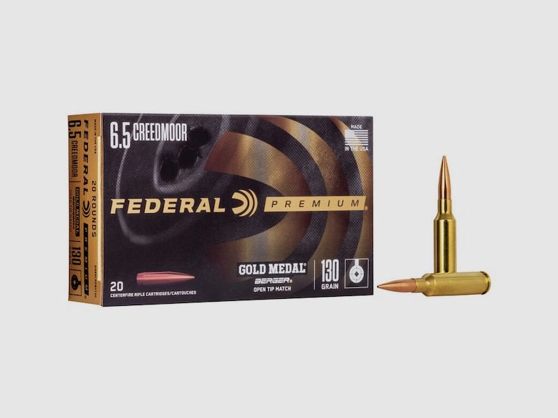 Federal Premium Gold Medal Berger 6,5mm Creedmoor 130GR AR Hybrid OTM 20 Patronen