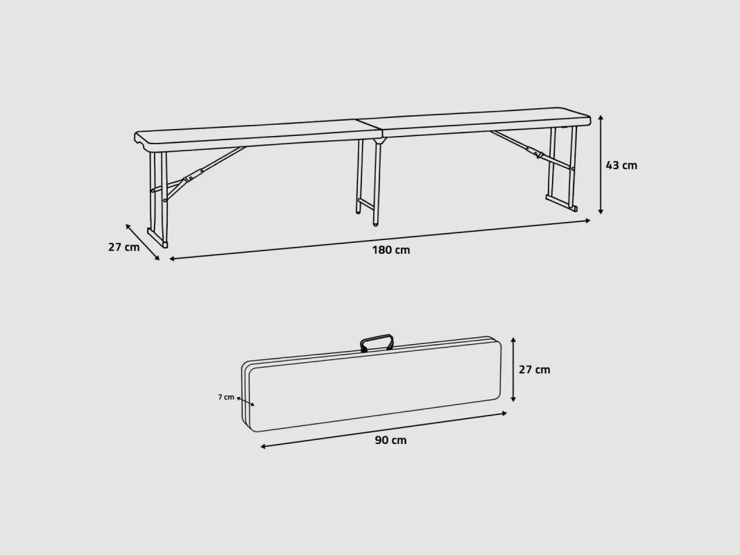 Klappbank weiß 180 X 27 X 43 cm für 3 Personen, Bild 11 von 13