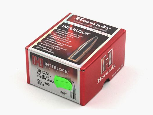 Proiettili per fucile, Hornady .308 SP Interlock, 150gr, 100 pz, .308 Win.