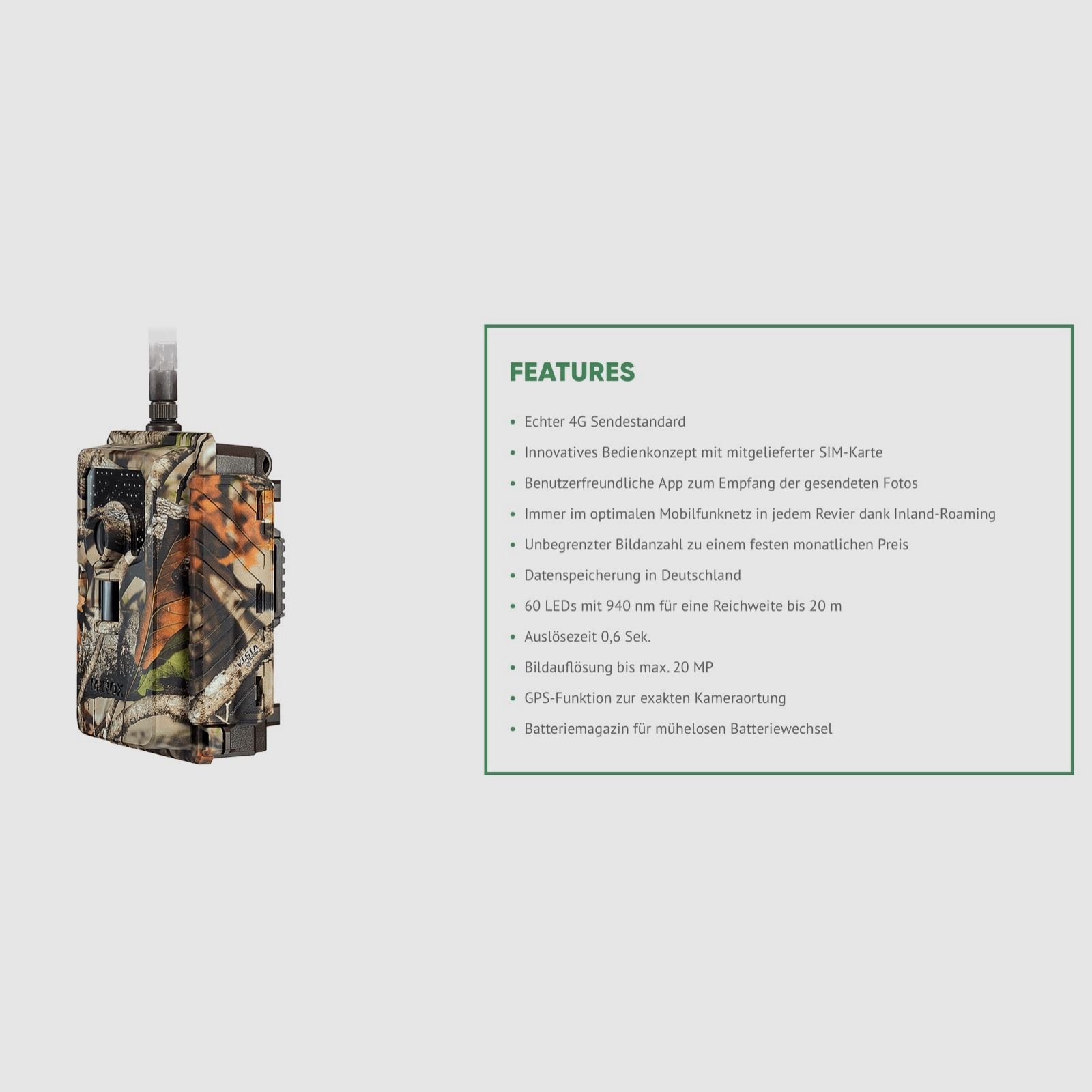 Minox 80406283 DTC 1200 4G Wildkamera Beobachtungskamera Fotofalle