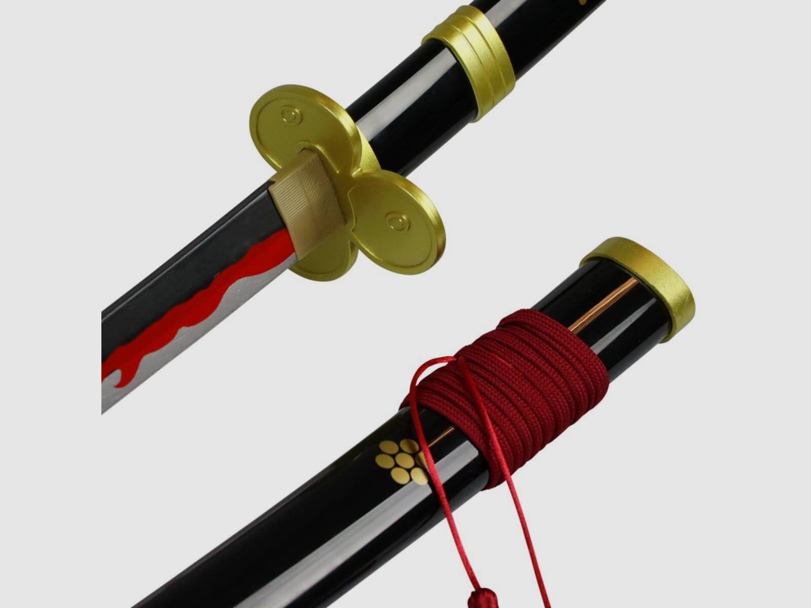 Deko Katana mit Holzklinge Enma schwarz Roronoa Zoro One Piece Samurai Schwert stumpf