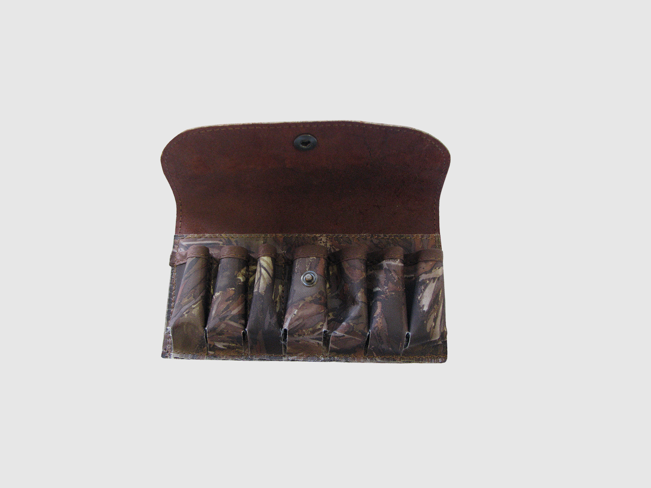 Eisport CANANA DE CINTURON EN CAMUFLAJE DE HOJAS C/ TAPA CUERO 7 CARTUCHOS