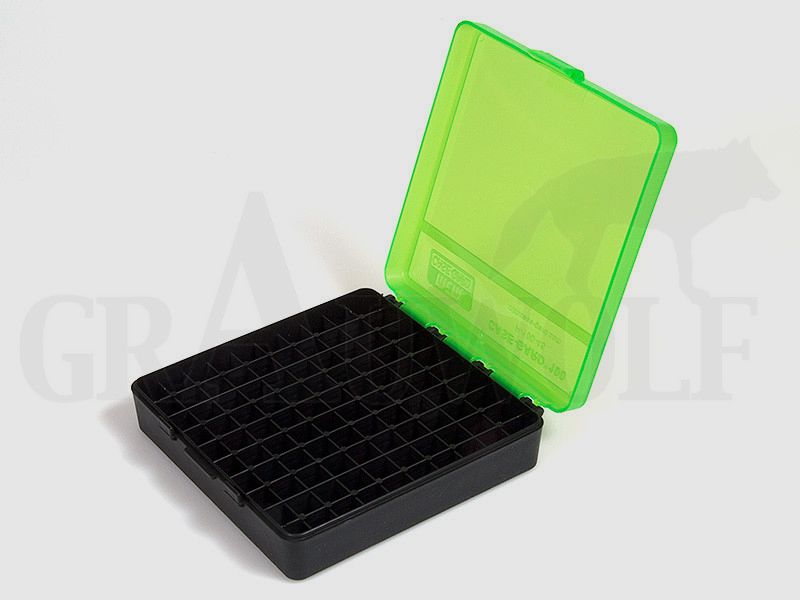 MTM Klappdeckelbox P-100-45 grün-schwarz für 100 Patronen: .45 ACP / 10 mm