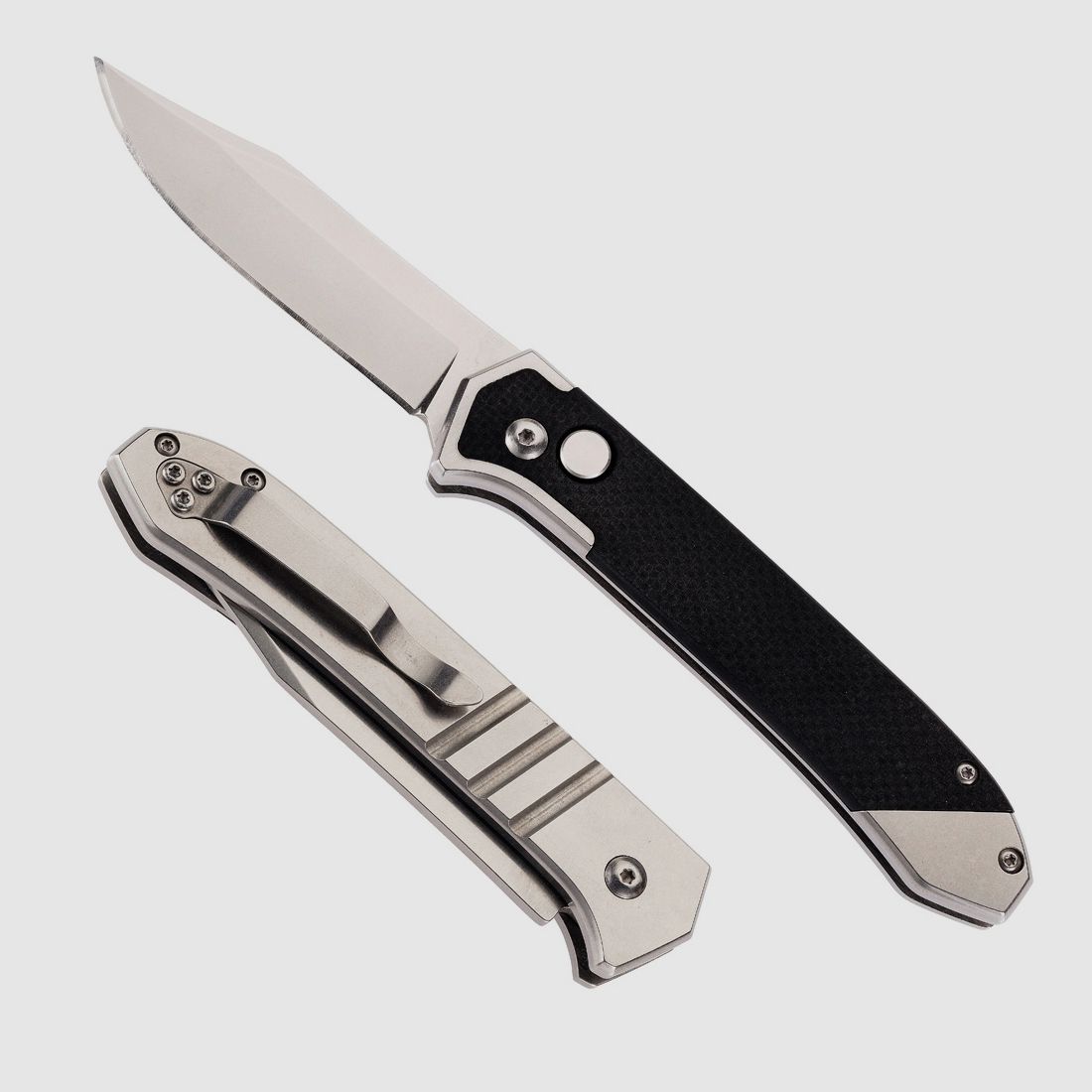 HERBERTZ Top Collection Springmesser, Edelstahlplatinen, G10 Schalen, Taschenclip