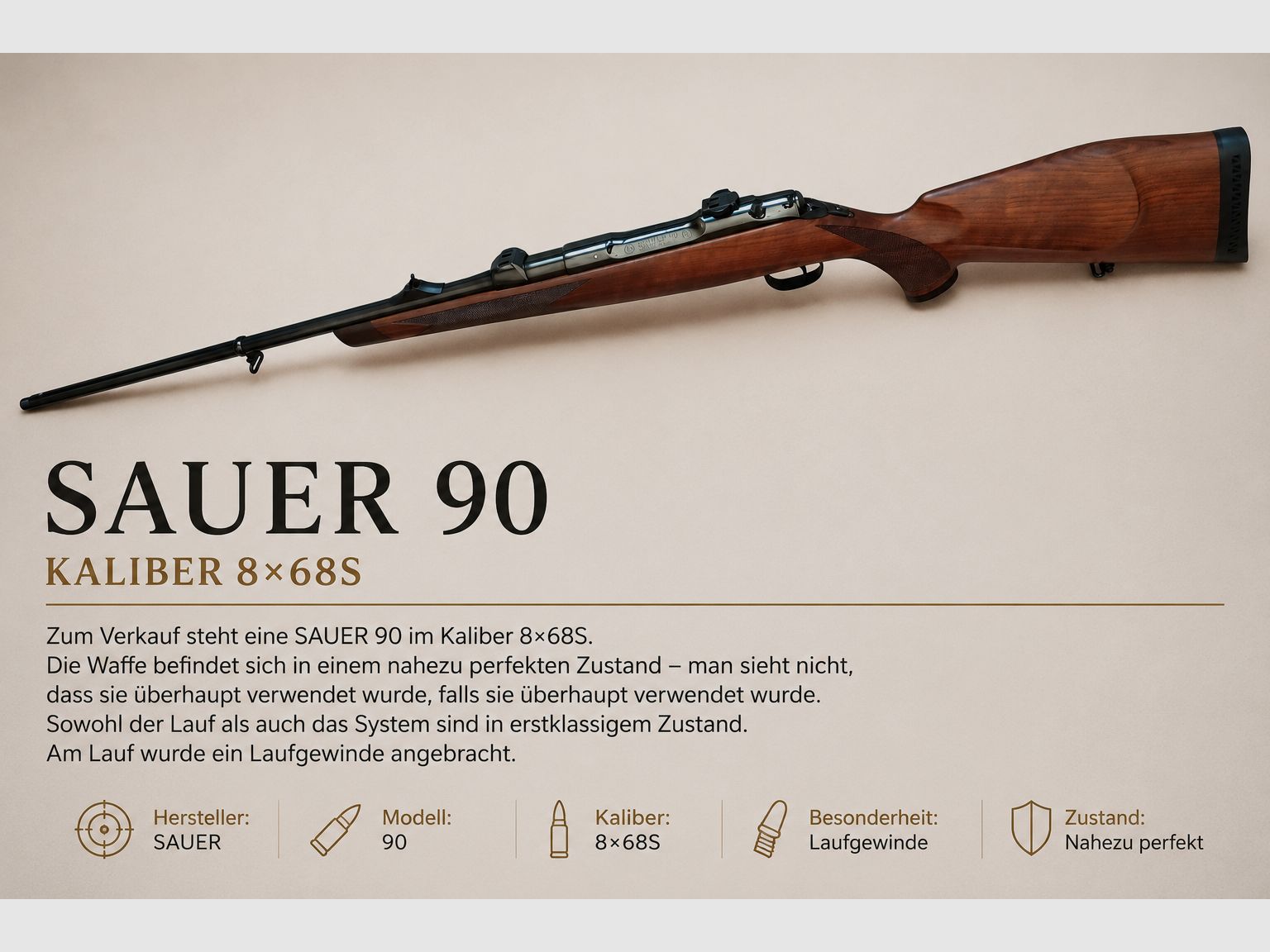 SAUER 90 caliber 8×68S bijna als nieuw