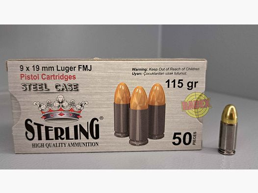 Amunicja STERLING 9X19 FMJ 7,5g