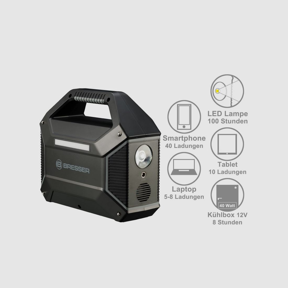BRESSER Set tragbare Stromversorgung 100 W + mobiler Solarladegerät 40 W, Bild 3 von 19