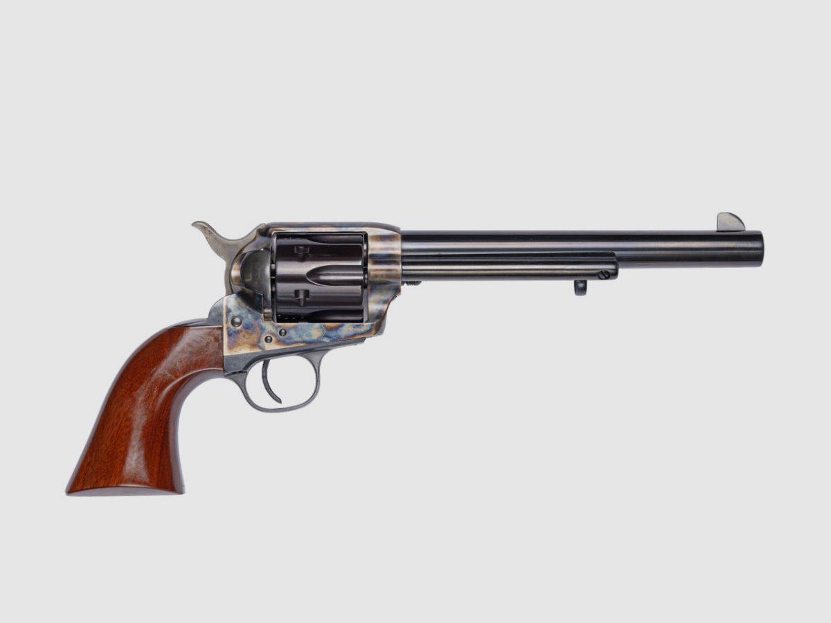 REV UBER 1873 CATTLEMAN .QD .45COLT 4.3/4" FINIT BLEU GRAVUR LASER STAND, Bild 9 von 19