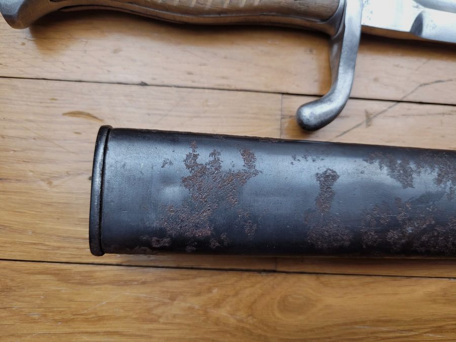 Duitse bajonet 98/05 2e type – Fichet&Sach – Beiers – Geslepen zaag – Schede – L16 – Algemeen goede staat, afbeelding 6 van 10
